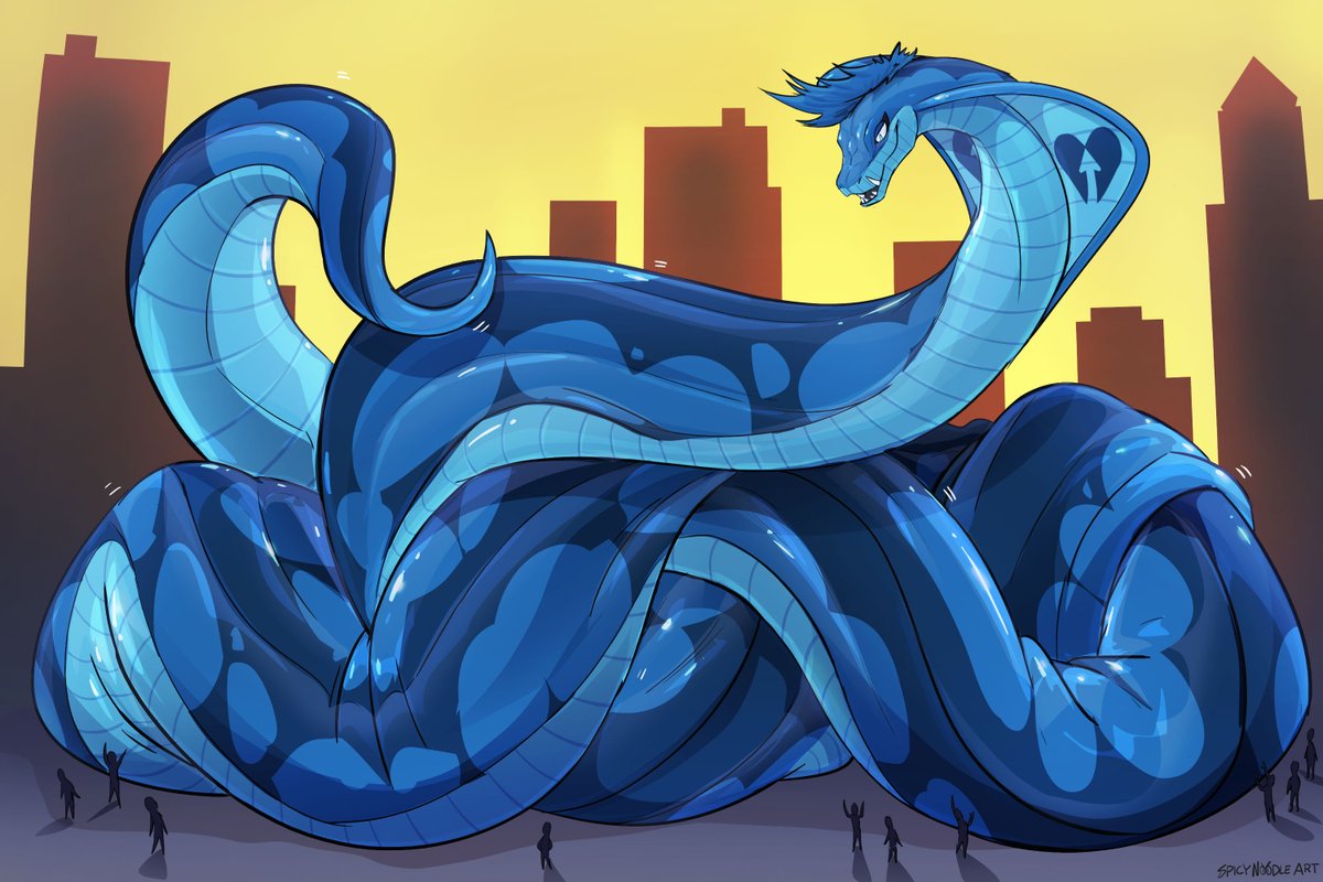 Spicynoodle_art's tweet image. Look out! There's a new snake in town, and she's getting bigger and bigger all the time!
Mega commission for @growthslut !
#snake #macro #giant
