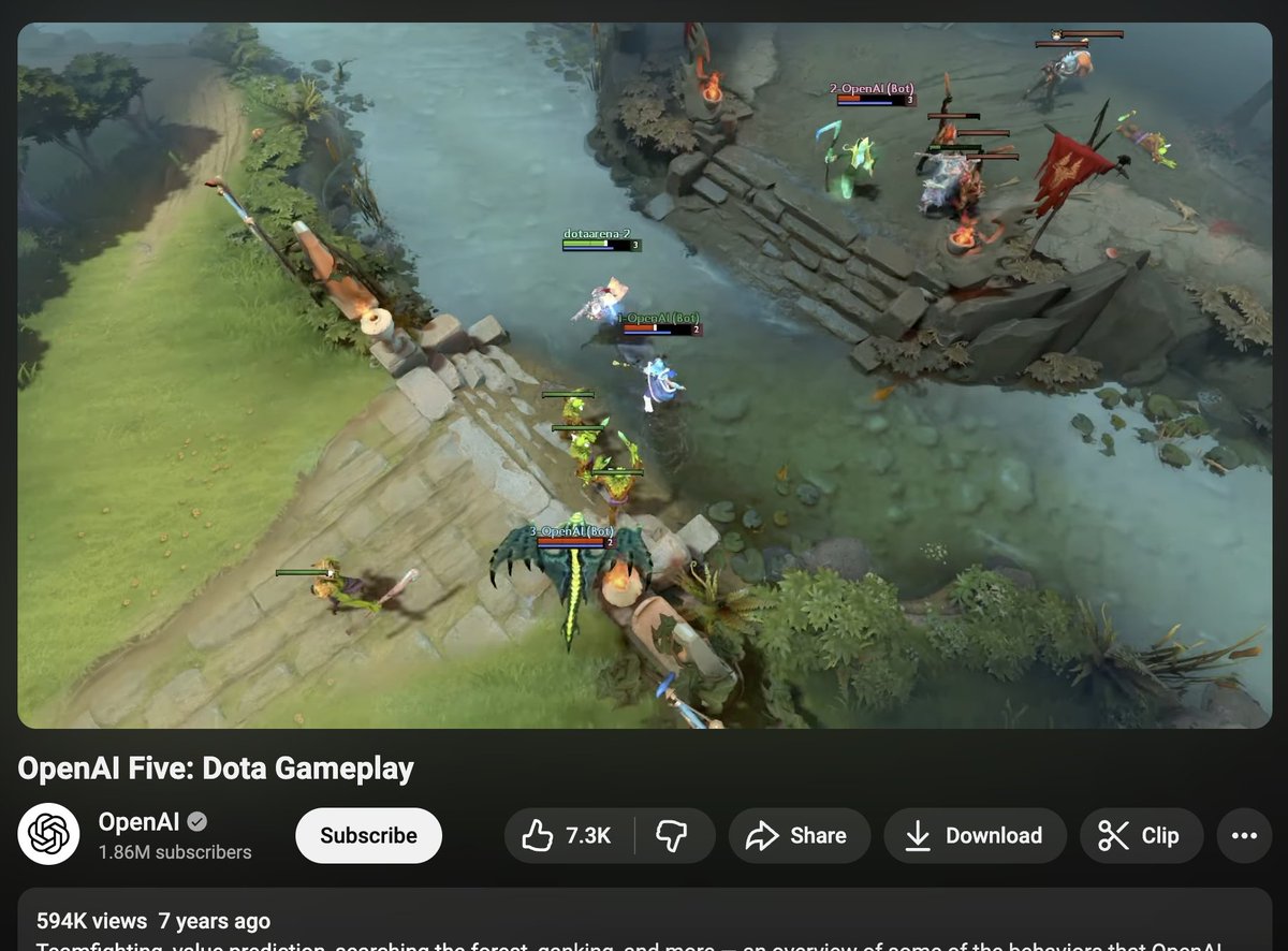 Hesamation's tweet image. 7 years ago, OpenAI was a cool company making AI that plays Dota, works on robotics, and RL. fast forward to 2025, and we're talking about a new browser or selling ads. my apologies if I'm not impressed anymore.