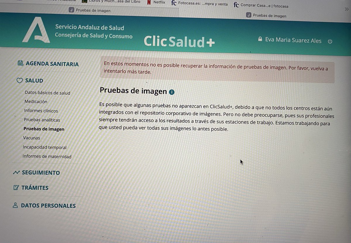El viernes pude acceder sin problema a mi mamografía de cribado de hace 2 años, extrañamente no informada por el riadólogo. Tb vi la mamografía q me hicieron el año pasado, esa sí informada. Hoy todo ha desparecido. Atención <a href="/AmamaSevilla/">Amama Sevilla</a> q ya se nota la mano del nuevo consejero.