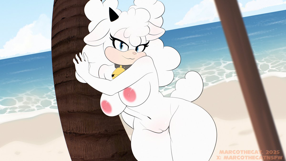 Lanolin wants you to join her 🔥🌴🌊
(I decided to keep it simple cuz I need a flat color drawing lol)
#LanolinTheSheep #SonicTheHedgehog  #SonicFanart #DigitalArt #BeachVibes #NSFW