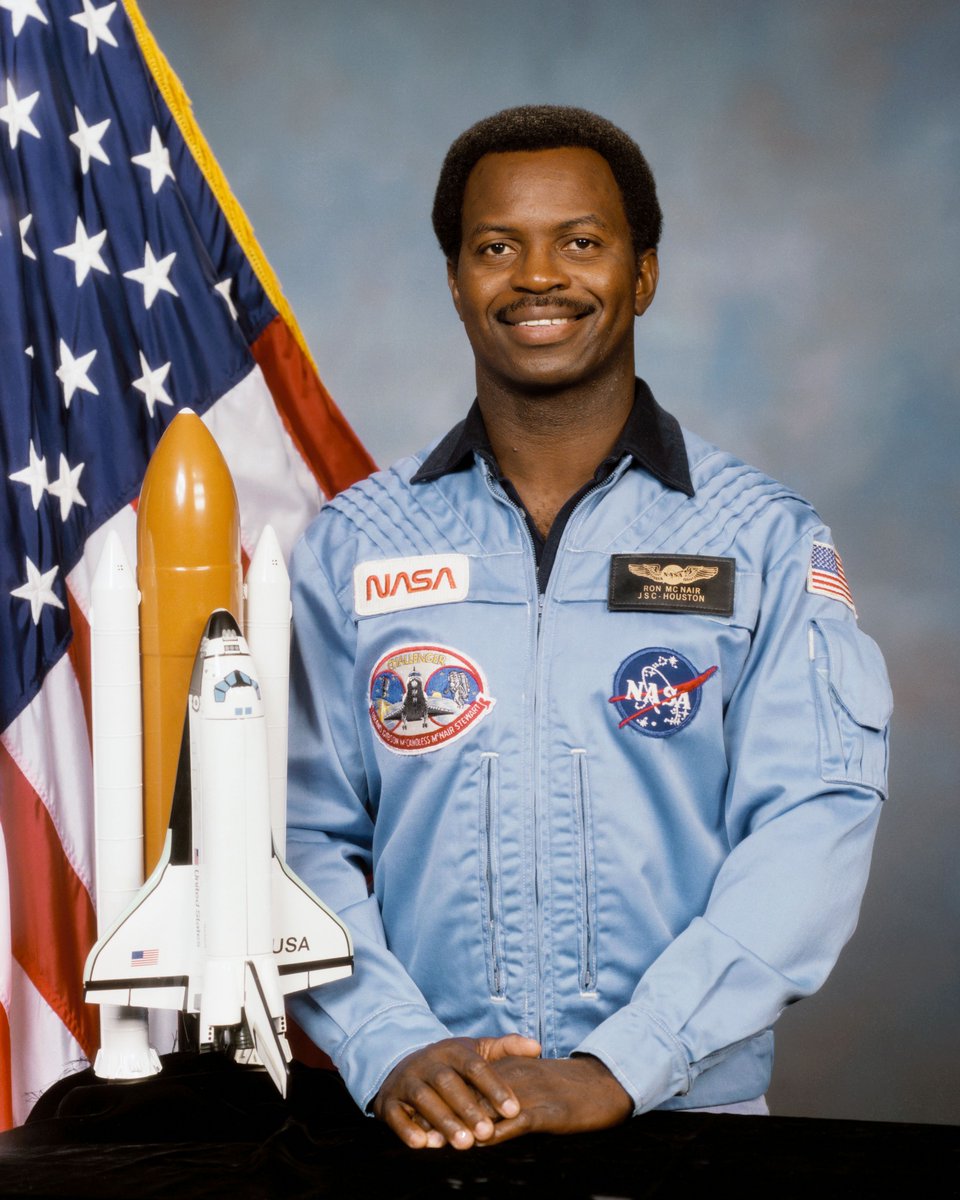 BLKAmericans_'s tweet photo. On this day in 1950, Ronald McNair was born in Lake City, South Carolina.

Defying segregation through brilliance and determination, he became a physicist, NASA astronaut, and one of the first Black Americans in space. McNair flew aboard the Challenger in 1984 and tragically lost his life in its 1986 disaster.