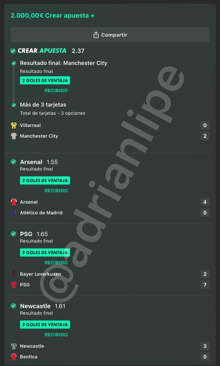 AdrianLipe's tweet image. ✅ ¡COMBI @50  ACERTADA, MUY ÉPICO!✅

Día de Champions League en West= 100.000 € 😱

¡La combi de Champions dentro y hemos reventado todas las casas como prometimos!🔥

🎁 Voy a sortear los 100.000 pavos entre todos los que:

1️⃣ Esten en el canal de West en Telegram
2️⃣ Nos…