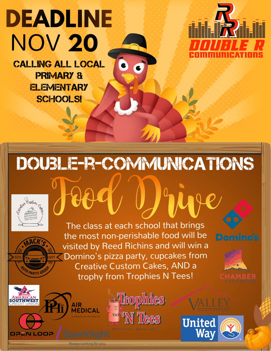 OpenLoopEnergy's tweet image. We’re honored to sponsor the Double R Communications Annual Food Drive, supporting local schools as they collect food for Our Neighbors Farm &amp;amp; Pantry — an organization making a real difference for families in need this holiday season.

#OpenLoopEnergy #OLE #CommunityFirst