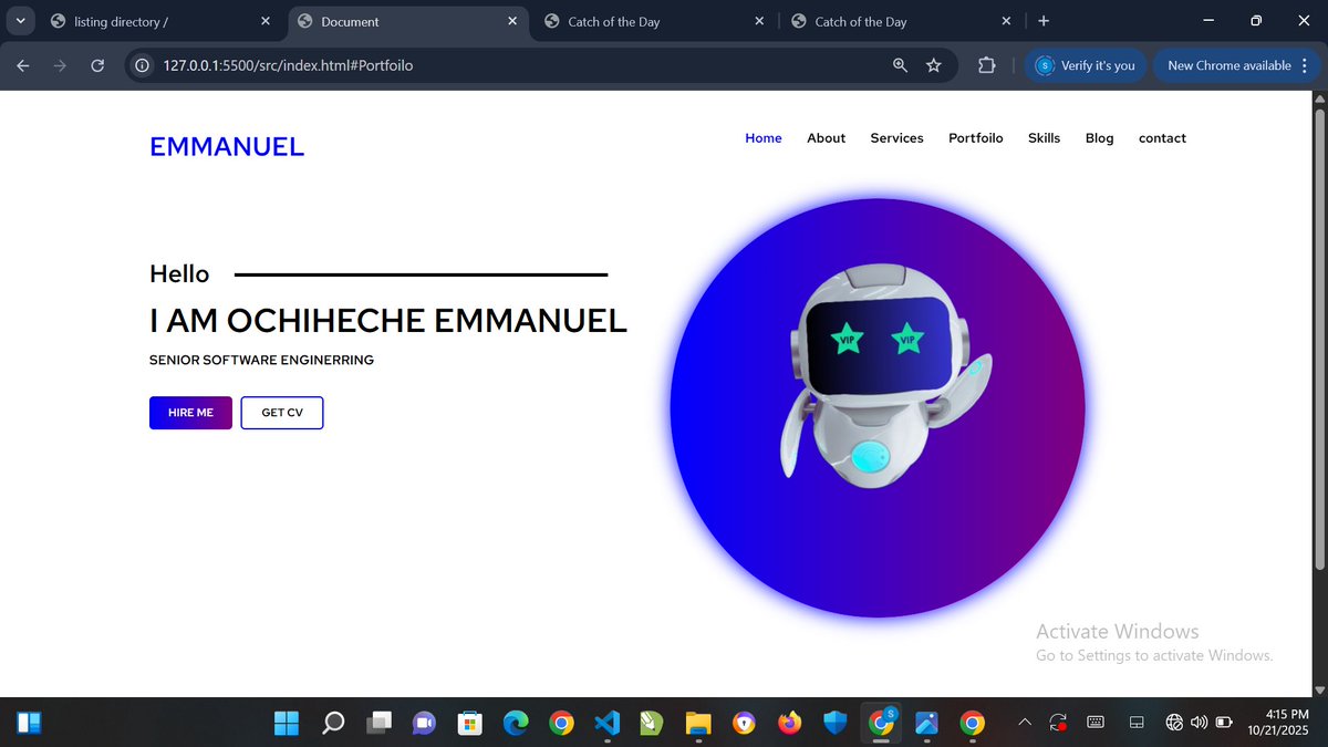 sightDev2's tweet image. Hi Guys,
Day 1 of my React portfolio journey! 🚀
Finished the navbar + intro section — feeling pumped for what’s next! 💻✨. 👨🏽‍💻📱 #ReactDev #BuildInPublic”