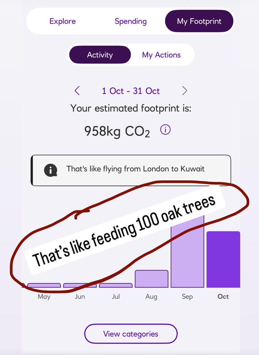 LeilaniDowding's tweet image. Why don’t we have carbon scores like this instead….. until they put limits on my carbon usage I’m going to aim to feed as many trees and plants as I can. GOALS…..