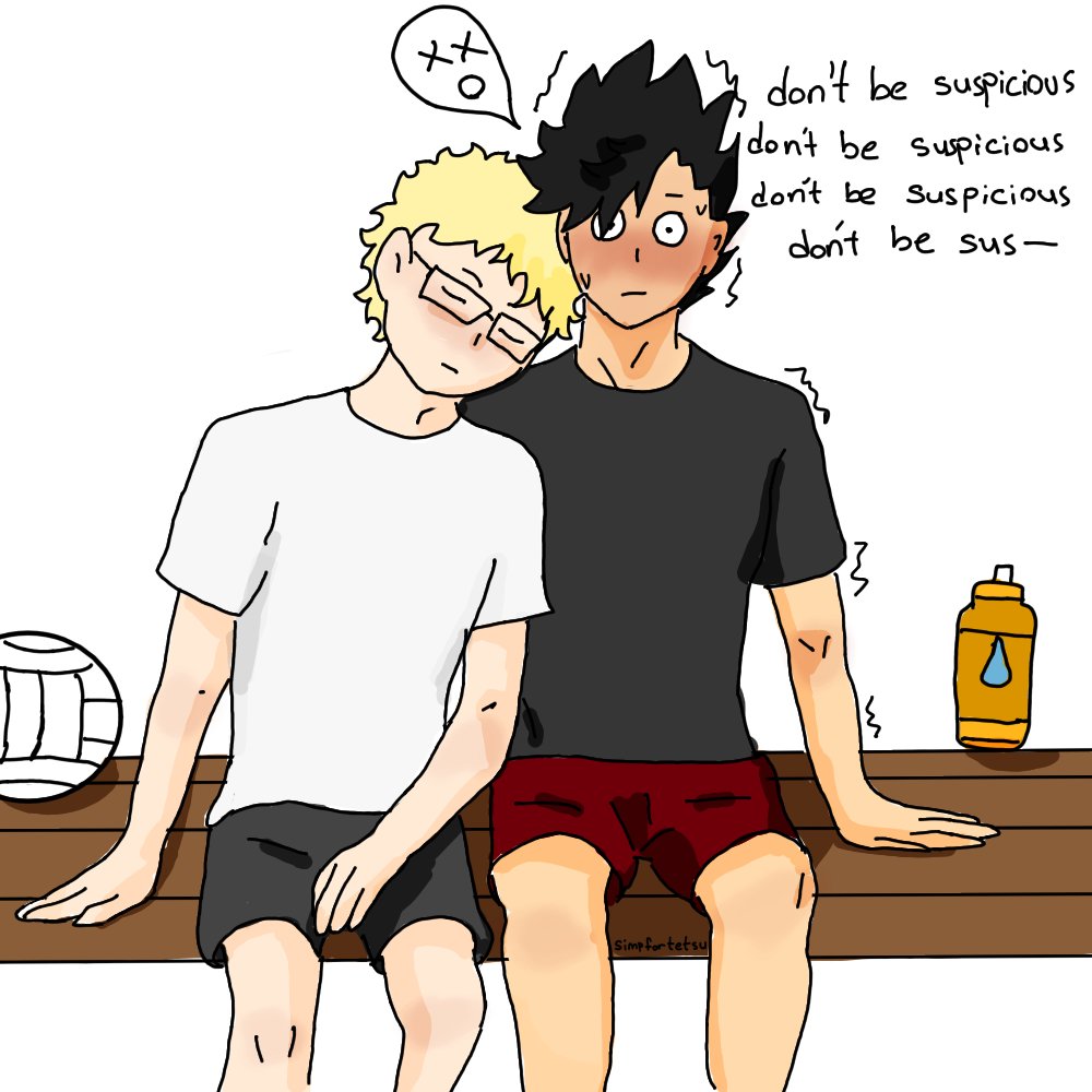simpfortetsu's tweet image. kuroo trying not to freak out after practice #krtsk
