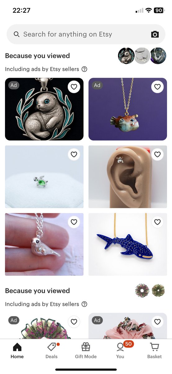 leonardjorie's tweet photo. Clearly AI generated images of jewellery not only for sale but also advertised and recommended on @Etsy disgraceful https://t.co/VrVowPPBGC