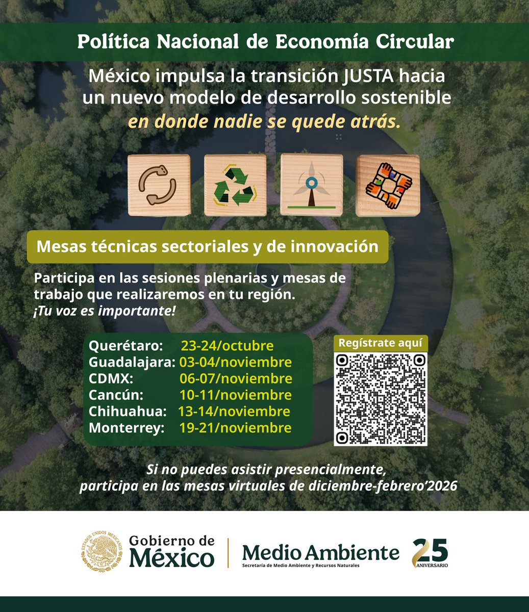 AFD_es's tweet photo. #México 🇲🇽 | Participa a la construcción de la Política Nacional de #EconomíaCircular! La #AFD acompaña a @SEMARNAT_mx y @SE_mx en los espacios regionales de diálogo para una #transición #justa hacia un #DesarrolloSostenible🌱Regístrate👉https://t.co/Mr0fXgR2YV @FranciaenMexico https://t.co/IJnlYVjEFm