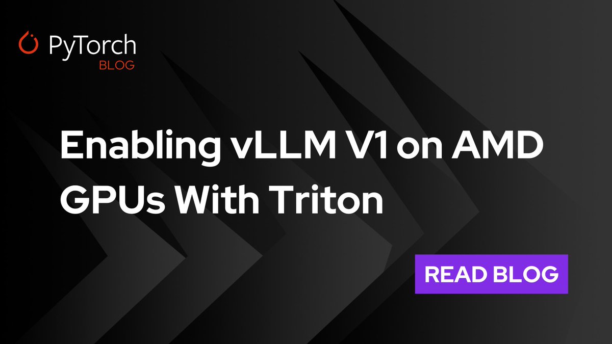 PyTorch's tweet image. #vLLM V1 now runs on AMD GPUs. Teams from IBM Research, Red Hat & AMD collaborated to build an optimized attention backend using Triton kernels, achieving state-of-the-art performance.
🔗 Read: hubs.la/Q03PC50p0
#PyTorch #OpenSourceAI