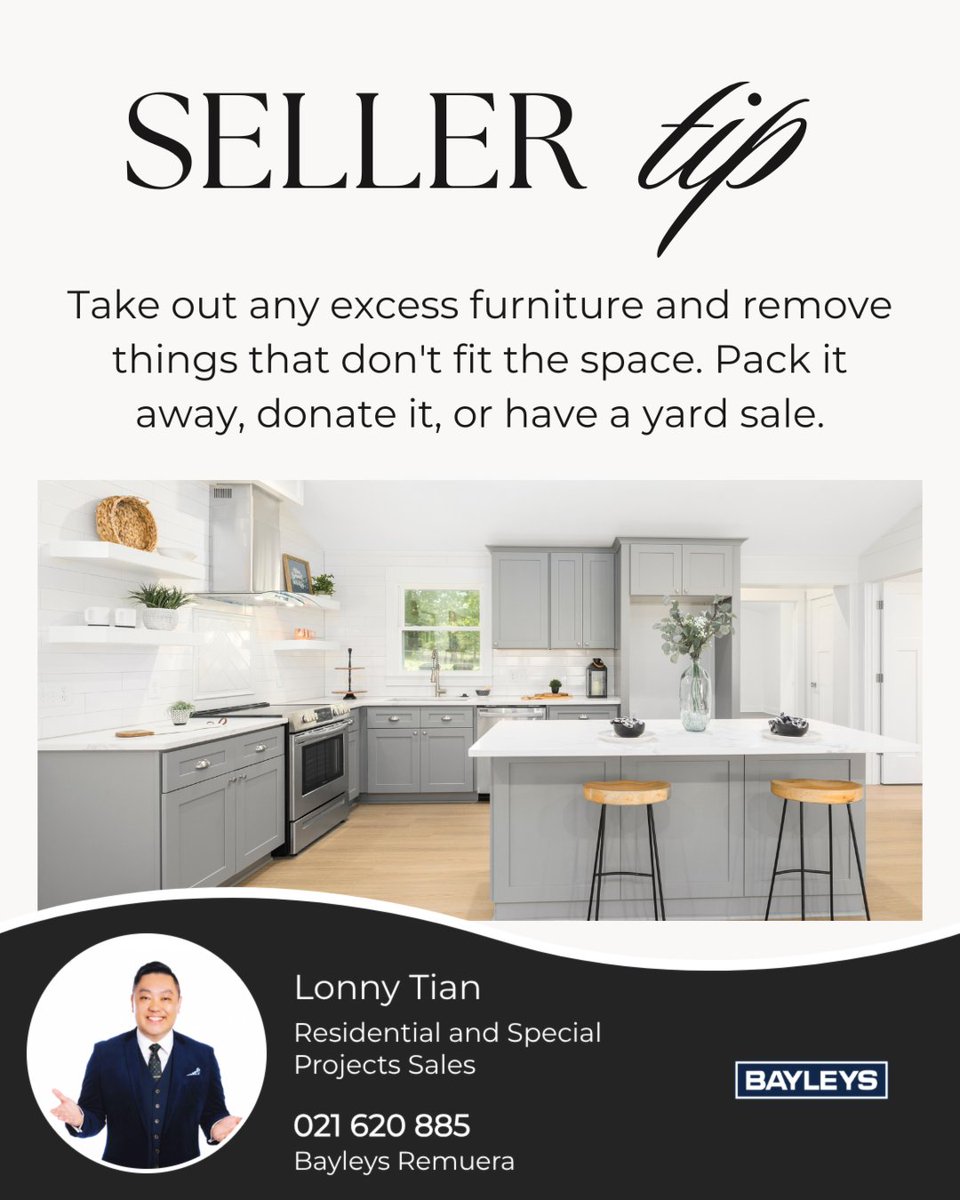 LonnyTian's tweet image. When potential buyers walk into the house, they don't want to feel overwhelmed with clutter, so make sure to do all the cleaning and decluttering before the first showing. It will make a world of a difference!

#homesellingtip #cleananddeclutter