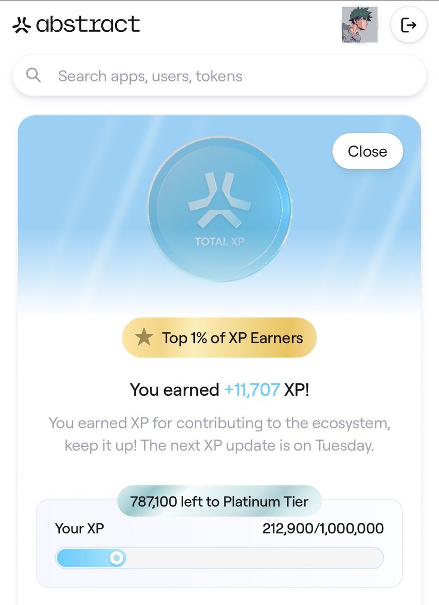 Week 38 on <a href="/AbstractChain/">Abstract</a> + 11,707 XP ✳️