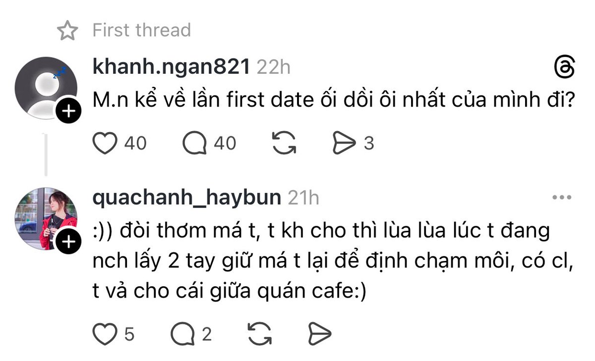 Kinh nghiệm hẹn date trai ở X 5 lần, lần lồn nào cũng gặp thằng hãm dâm dê 

Ai cũm nói chuyện thì tử tế hẹn cafe trong sáng nhưng trong sáng này nó lạ lắm

Lần sau t sẽ thẳng tay vả nếu gặp trường hợp như vậy 😋