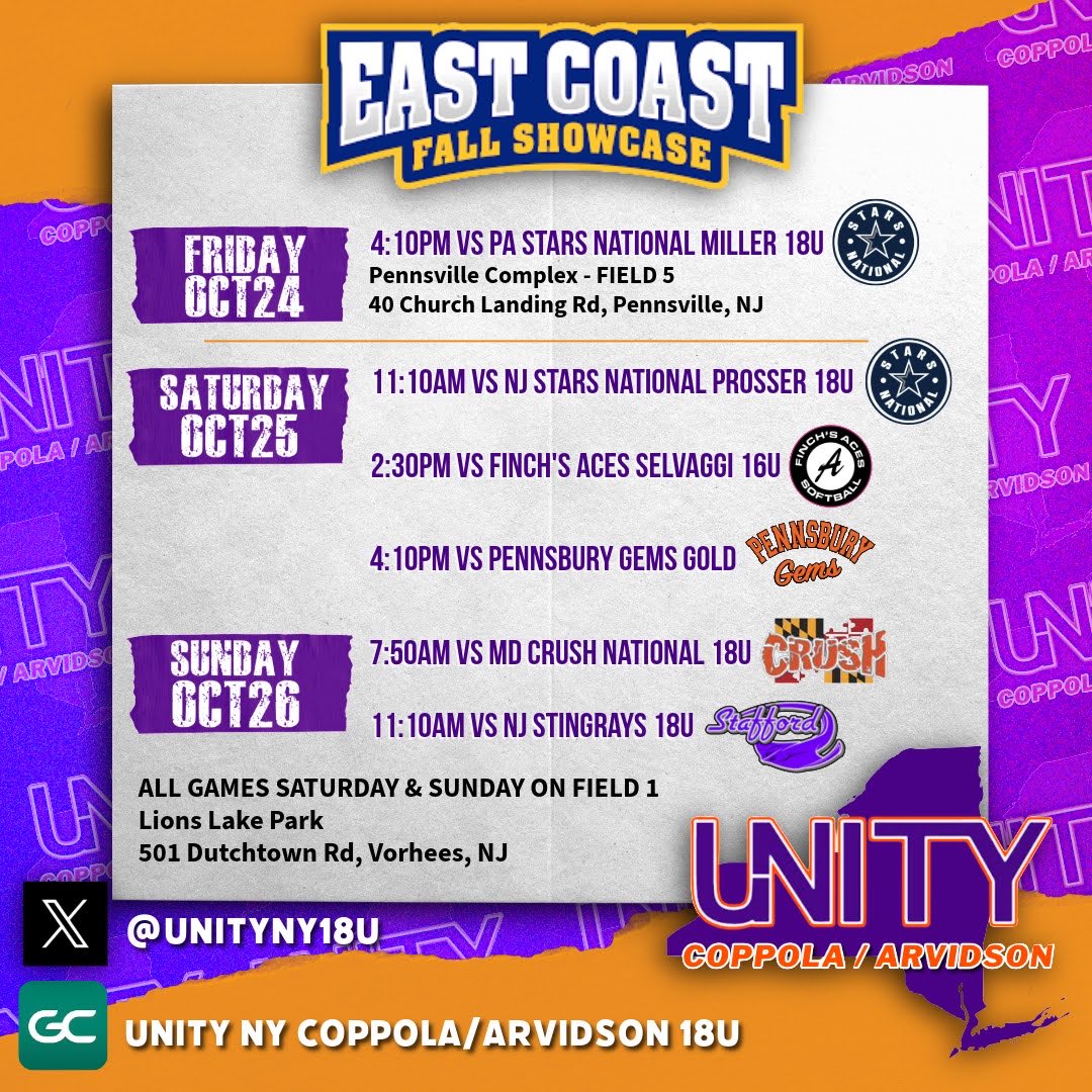 pbesecker2027's tweet image. My games this weekend playing for Unity Coppola/Arvidson at East Coast!!
@Unity16UJones @UnityNewJersey @CoastRecruitsSB @ExtraInningSB @SBRRetweets @EC_Recruit