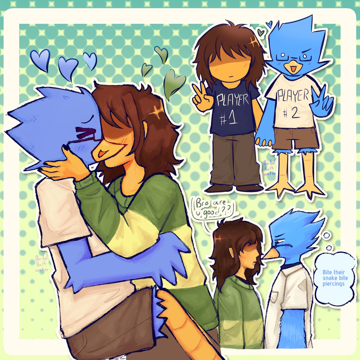 Boiledbathwater's tweet image. Art style / brush test with #kerdly 
I havent posted art in a while im kinda shy haha 😅