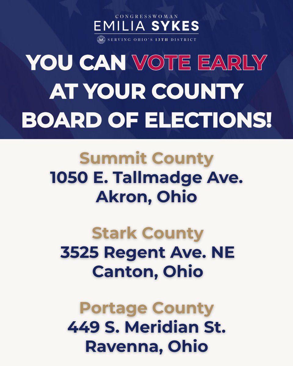 RepEmiliaSykes's tweet image. Don’t forget to vote on or before Election Day! Make your voice heard in local elections.