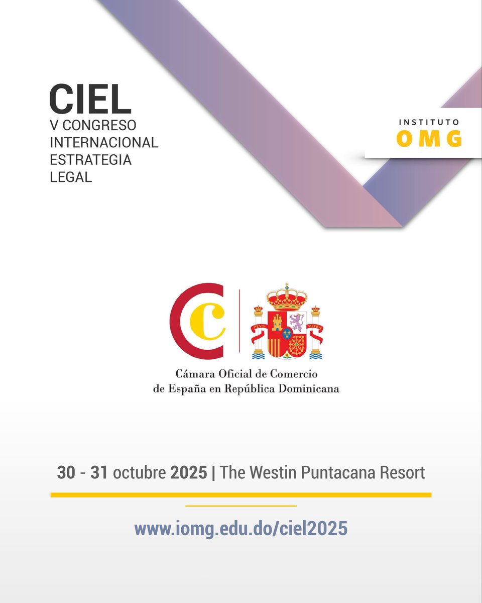 Nos complace anunciar que #CIEL2025 cuenta con la colaboración de la CAMACOES-República Dominicana . ¡Gracias por apoyar la transformación de la estrategia legal a través del cumplimiento empresarial y la innovación tecnológica!

#CIEL #EstrategiaLegal #InstitutoOMG #IOMG