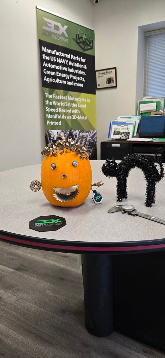 3DXIndustries's tweet image. Happy Halloween from 3DX !— where even our pumpkins are engineered with precision 🎃🛠️ Additive + subtractive = scary good craftsmanship! #HappyHalloween #3DPrinting #Advancedmfg #pumpkin $DDDX