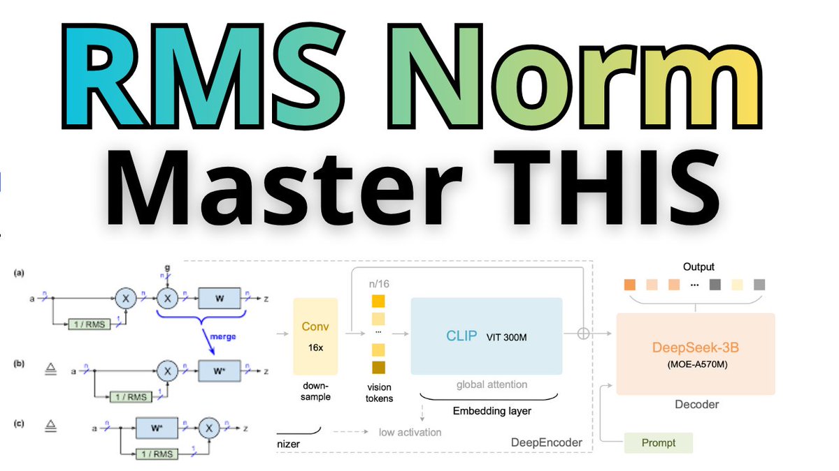 Master RMSNorm From Scratch - Step by Step Tutorial

Used in LLMs, Transformers...extremely popular normalization - but how does it work?

youtube - youtu.be/HgSdYtPgJnU

bilibili - bilibili.com/video/BV1zxWoz…