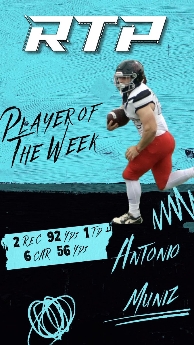 RouteTreePerf's tweet image. Congratulations to Week 9 Player of the Week: @Antonio_M_22 

You gotta be on big play alert when Tone steps on the field. We absolutely love seeing our guys excel at the next level. Keep going Tone!
