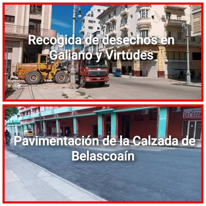 💪| En #CentroHabana continúan las acciones de limpieza e higienización.

Se organiza la recogida de desechos sólidos en Galiano y Virtudes, y se pavimenta la Calzada de Belascoaín.  
Compromiso colectivo por una ciudad más limpia.