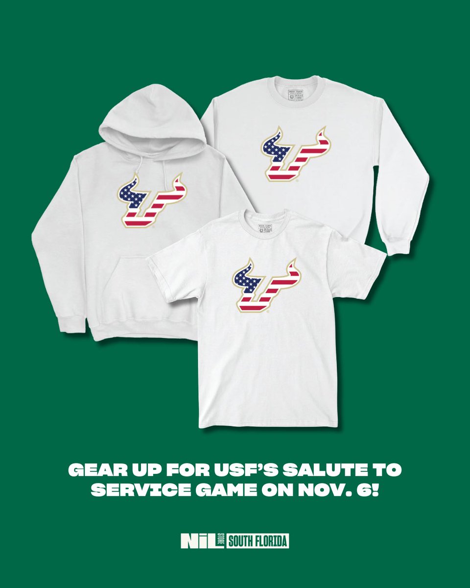 USFNILStore's tweet image. Countdown to the Salute to Service Game! 🏈🇺🇸 Grab your @nil_store exclusive gear now.

🔗: nil.store/south-florida/…