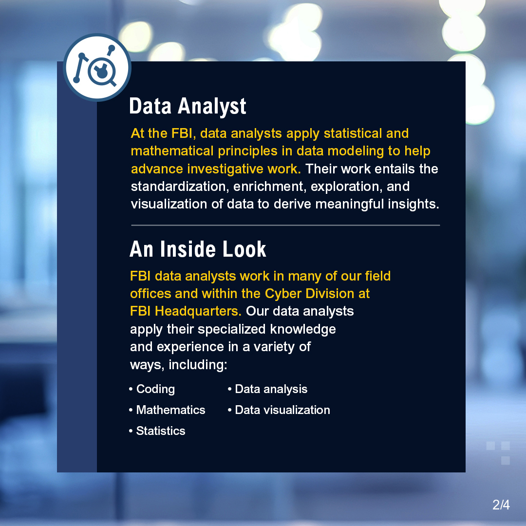 FBIJobs's tweet image. #FBI Data Analysts turn information into insights — using #coding, #math, and #statistics to connect patterns and drive investigations. Forge your path and see how your skills can shape national security. Learn more today. #Data #Analyst #FBIJobs
fbijobs.gov/stem/mathemati…