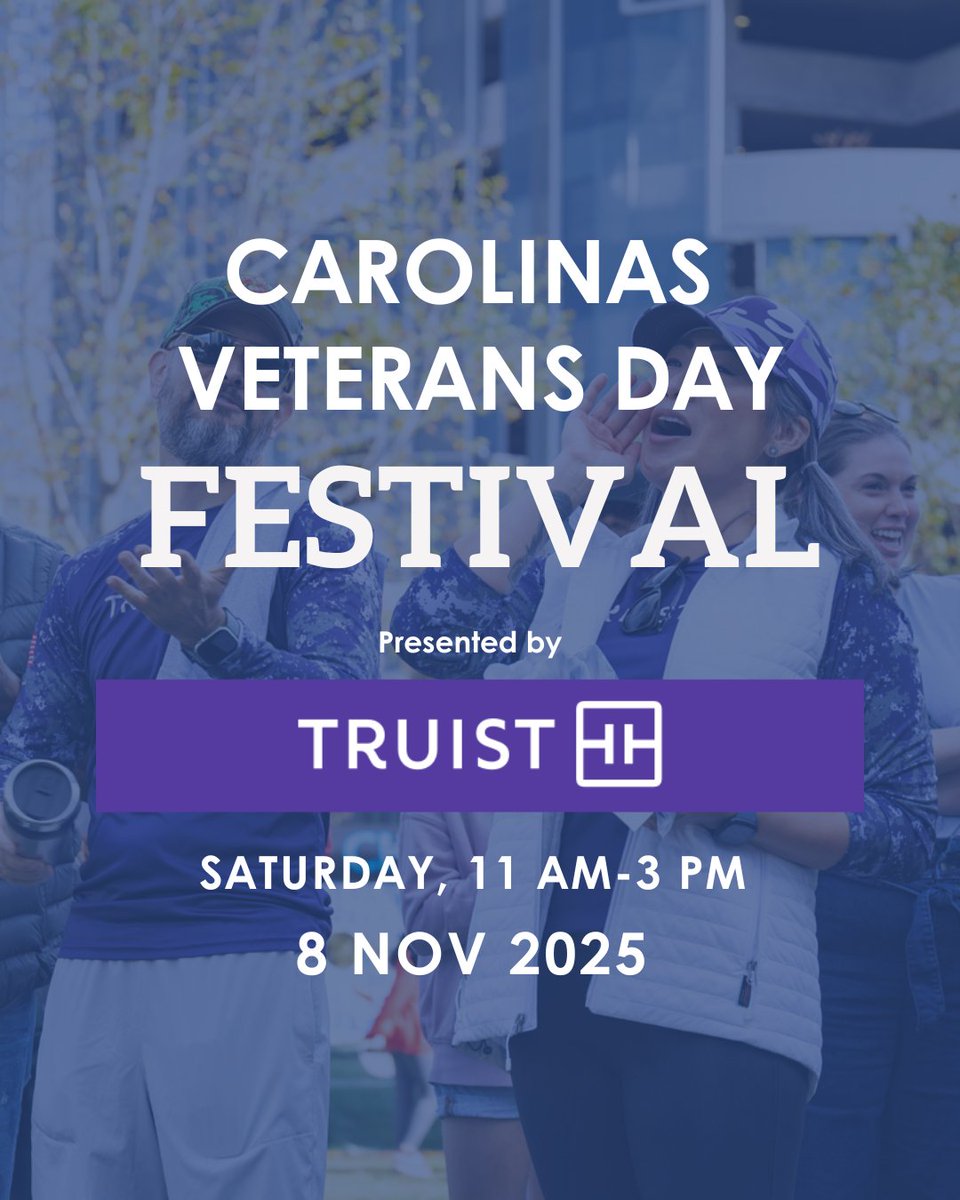 Veterans Bridge Home (@vetbridgehome) on Twitter photo 18 days and counting until we kick off the Veterans Day festivities!
Location: Romare Bearden Park, Charlotte NC, presented by @truist
Can't make it to the festival this year? There are other ways to celebrate our veterans. Make a donation to VBH and give back to our country's 18 days and counting until we kick off the Veterans Day festivities!
Location: Romare Bearden Park, Charlotte NC, presented by @truist
Can't make it to the festival this year? There are other ways to celebrate our veterans. Make a donation to VBH and give back to our country's