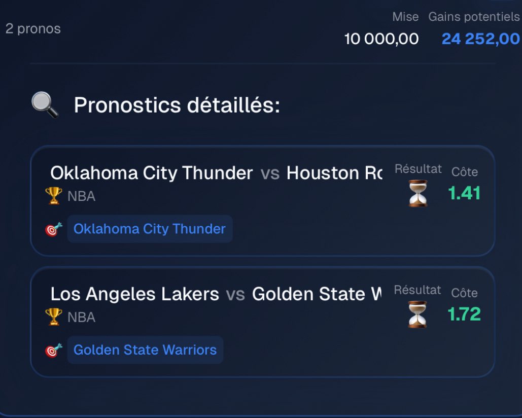 My_FreeBet's tweet photo. ON ENVOIE GROS POUR LA REPRISE DE LA #NBA 🏀

🎯 OKC + GS @ 2.43
10.000€ ➡️ 24.252€ 🙏

Simple et efficace

#TeamParieur https://t.co/cVRe8NUwLN