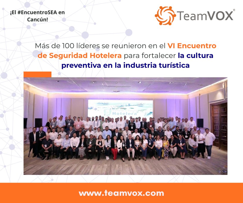 TeamVOXApps's tweet photo. El VI Encuentro de Seguridad Hotelera en Cancún conectó a más de 100 líderes. 🏨 
La seguridad ya no es solo física, abarca ciberseguridad y la experiencia del huésped. 
Un evento clave para un turismo más seguro. ¡Gracias a todos!
 #VIEncuentroSEA #SeguridadHotelera https://t.co/CvLzizpRG9