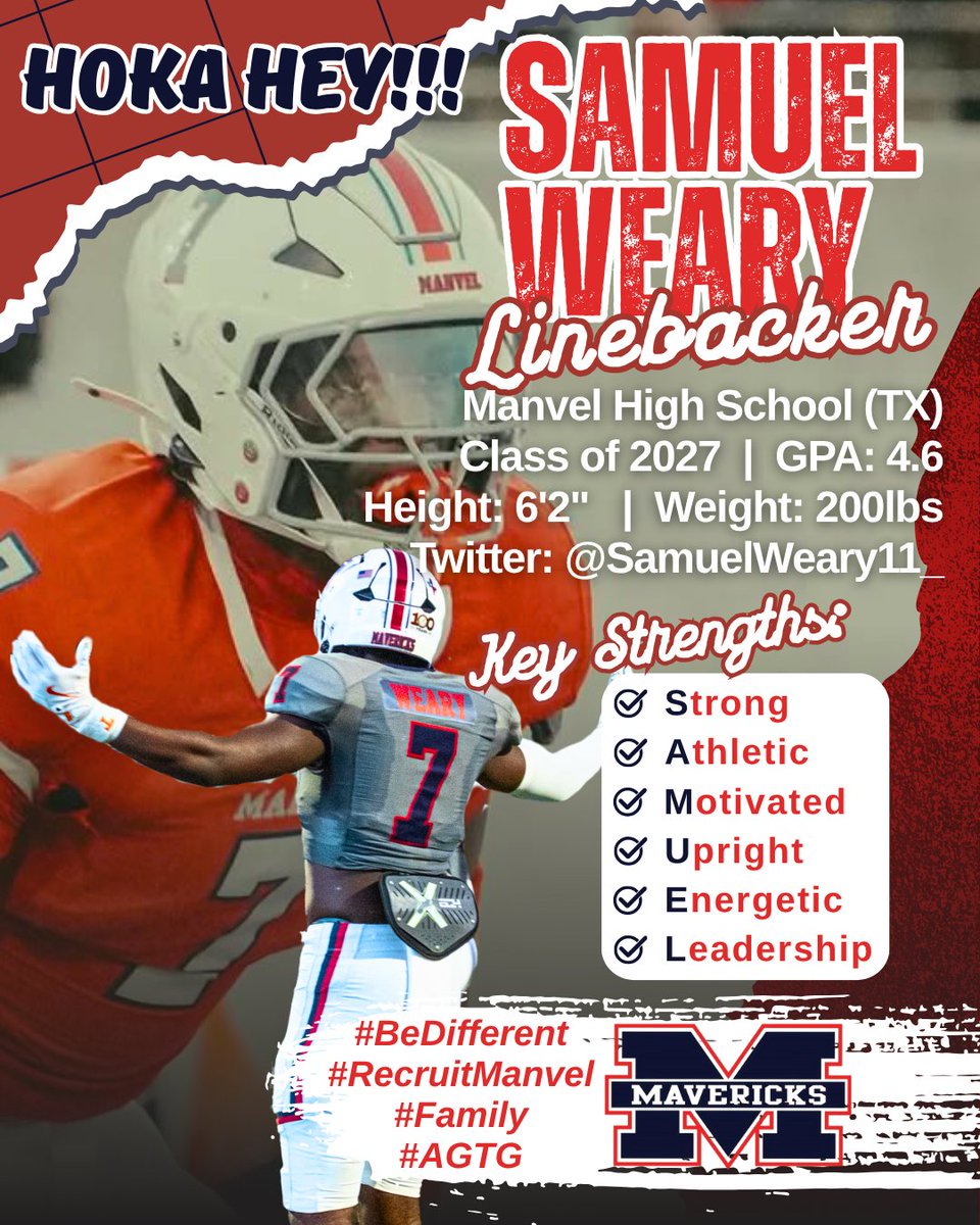 Samuelweary11_'s tweet photo. 🚨 2025 SEASON HIGHLIGHTS & STATS 🚨
Samuel Weary | 2027 | Manvel HS (TX) | #7 OLB/MLB | 6’2” 200 | 4.6 GPA |🎥Watch the Film
DM’s Open to Coaches
#ManvelMade💪🏾#MissionMinded
@HokaHeyFootball @CoachKirkMartin @jeffries_jacob @DonnieBaggs_ @MikeRoach247 @Andrew_Ivins @adamgorney @ChadSimmons_ @SWiltfong_ @Hayesfawcett3 @TFloss32 @jackson_dip @M_Bure @LoneStarPrepsTX @vypehouston @sixstarfootball
#TXHSFB #HCville
#BeDifferent #RecruitManvel #Family #AGTG