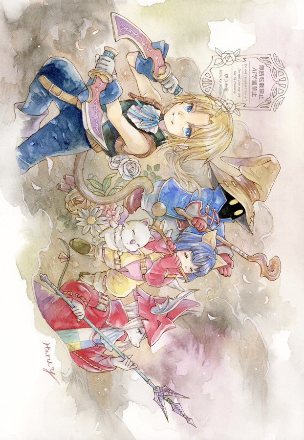 25周年おめでとうございます🎉
よく使っていたキャラを描いてみました😊

2025年10月制作
210×297mm
ラングトン水彩紙、透明水彩、絵墨

#FFIX25FanArt
#FF9