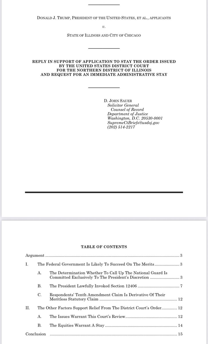 In their petition to SCOTUS seeking the ability to deploy the National Guard to Chicago, Trump’s lead argument is that the courts have no authority to review his decisions.
