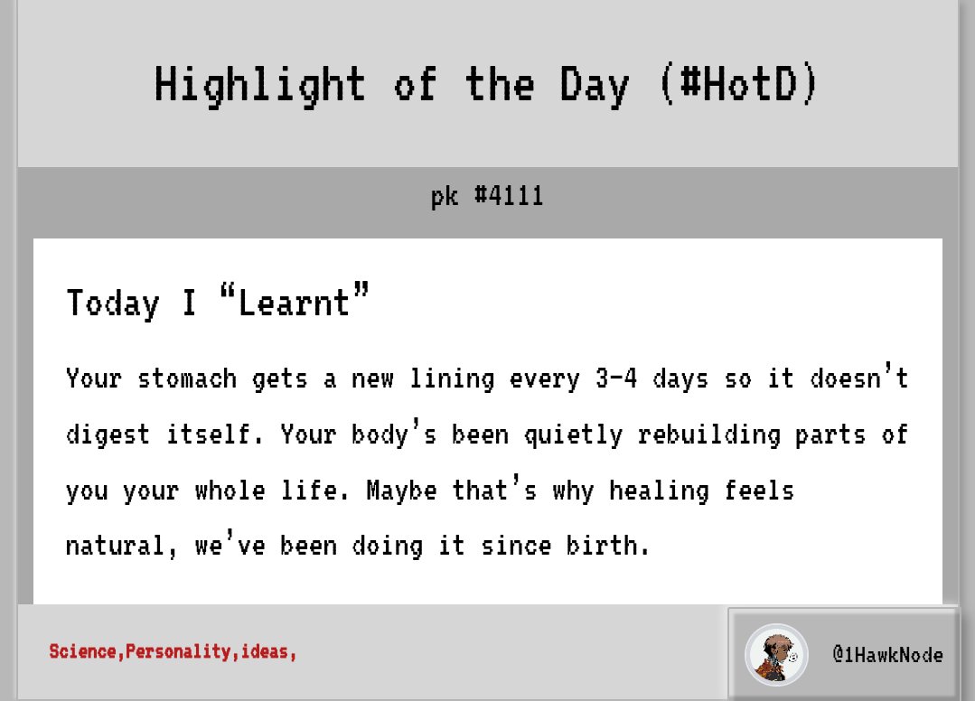 learnpool_fun's tweet image. 🦉 Highlight of the Day (#HotD) - 253

Congrats to @1HawkNode for winning today’s #HotD!

Is their submission verifiable?
Is it accurate?

Know something worth sharing?

Submit on the pk platform to generate a #LearnNFT on @Solana and stand a chance to earn $LEARN tokens