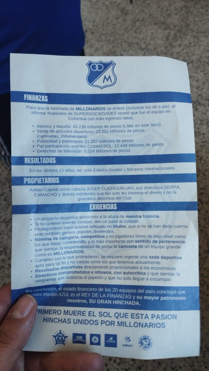 De Nuevo los dueños y directivos de <a href="/MillosFCoficial/">Millonarios FC</a> censurando la Hinchada y evitando el ingresó de este volante al estadio, no nos cansaremos en manifestar de forma pacífica el malestar por el manejó de nuestro amado Club #InviertanBienOVendan RT