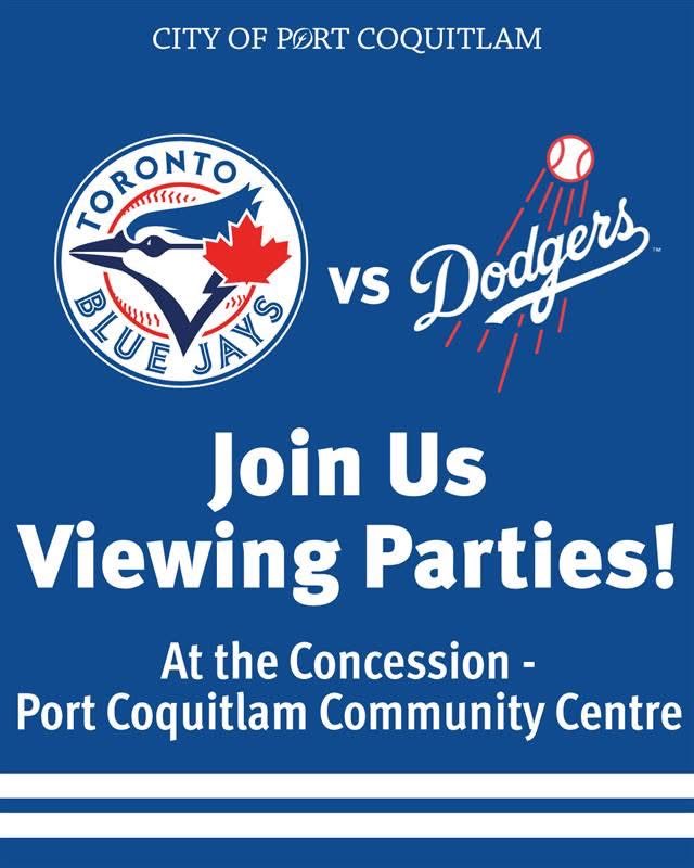 It’s not every day we cheer on a Toronto team…but Canada’s team is in the #WorldSeries! ⚾💙 We'll be hosting viewing parties at Port Coquitlam Community Centre as the Toronto Blue Jays take on the Los Angeles Dodgers!

“Whether you’re a lifelong Blue Jays fan, cheering for the