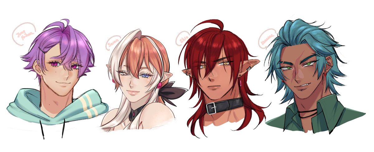 Gonna add more as I redesign but MY BABIESSS 😭🩷🩷
 also I'd like to do a little Office AU group doodle so please!!🙏 comment an oc for me to doodle!!