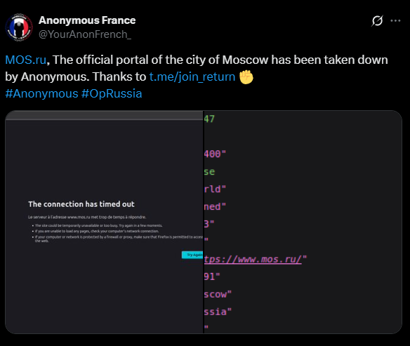 YourAnonCentral's tweet image. Anonymous has been laying waste to Russia's cyber infrastructure all month in solidarity with Ukraine. #OpRussia