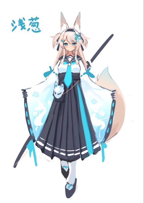 和風セーラーというベースはありましたが、 最初期案だとロングスカートでした。 ですがぶいちゃをやってみて思い通りのロングスカートのボーンの入れ方の難しさ、見せたい強調箇所(太もも)等を考えてミニスカへ変更予定です。