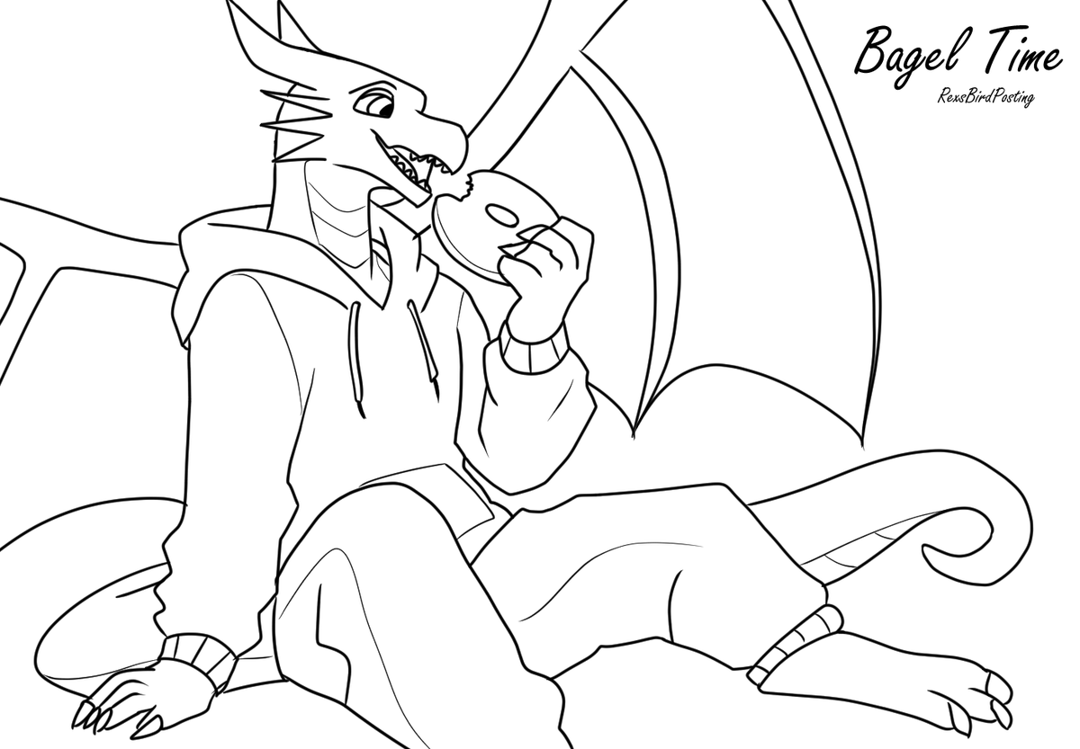 Sketch comm for <a href="/Rawr_avi/">Char</a> 

Bagel time. what more needs to be said

#furry #Commission #scalie