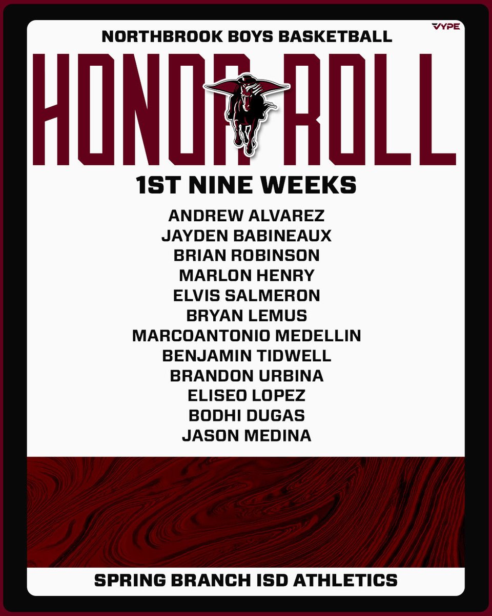 Congratulations to the Northbrook Boys Basketball players that made the Honor Roll during the first grading period. #TPW