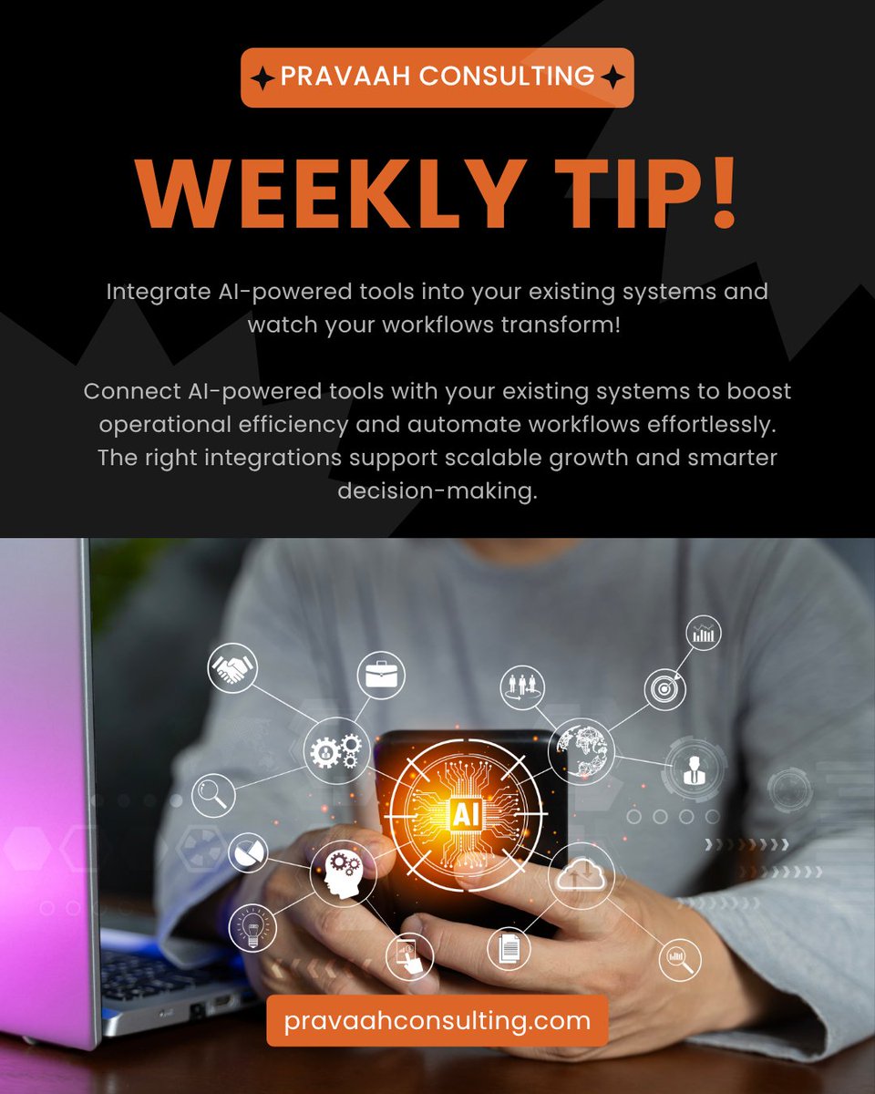 Pravaahc's tweet image. 🚀Say goodbye to manual work &amp;amp; hello to smart automation!
Let AI scale your business while you focus on what matters most.⚙️

One solution — @Pravaahc. Connect today!🏆

#PravaahConsulting #AIIntegration #Automation #SmartBusiness #Innovation