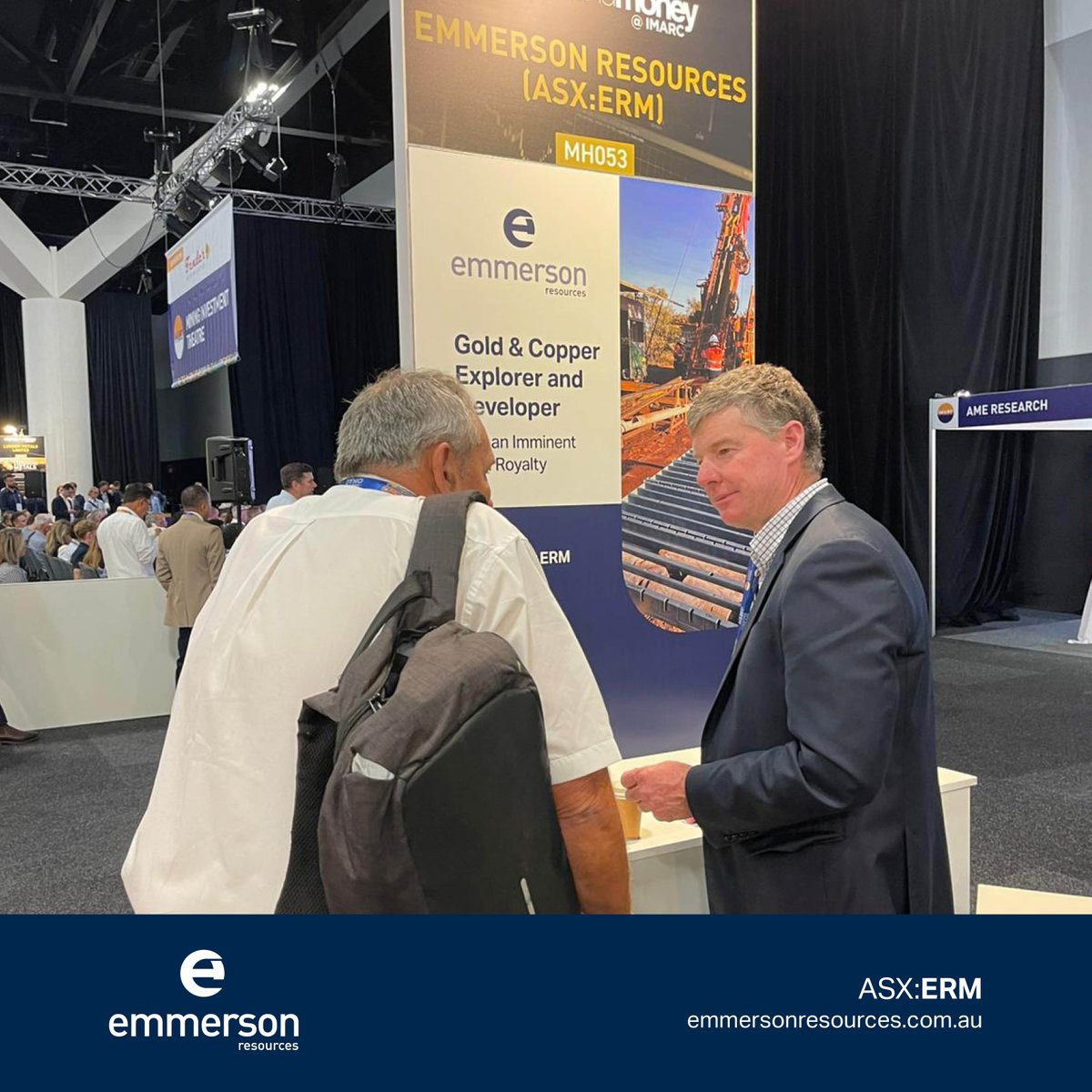 Emmerson_ERM's tweet image. If you're attending @MinesandMoney @ #IMARC this week, make sure to visit booth #MH053 and meet $ERM.AX.

MD &amp;amp; CEO, Mike Dunbar and the #ERM team look forward to connecting with potential investors over the next 2 days, sharing the Company's story and latest activities.

#Gold