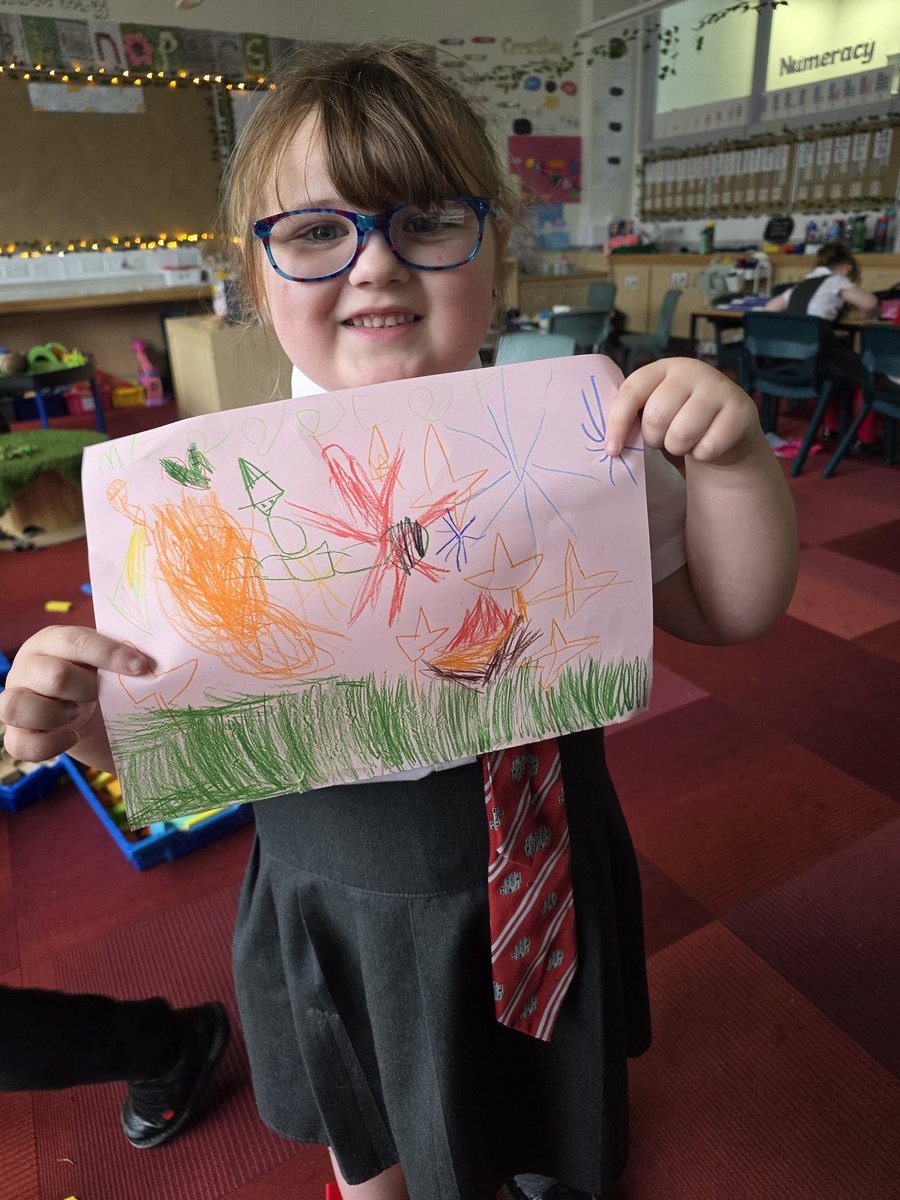 We were exited to see what was inside the mystery box! We used the talking thinking box to help us with generating big questions and big ideas for Autumn and Halloween. M then drew a picture of some of the things in the box!