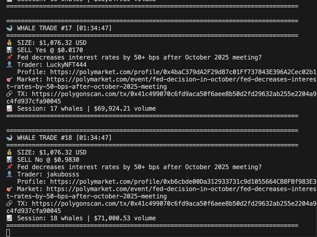 ProgrammerGuy4's tweet image. A little look into the signal bot. It will be configurable, and accessed via Telegram, or xrplmemebubbles.com. Currently deciding on which. @Polymarket @PolymarketTrade