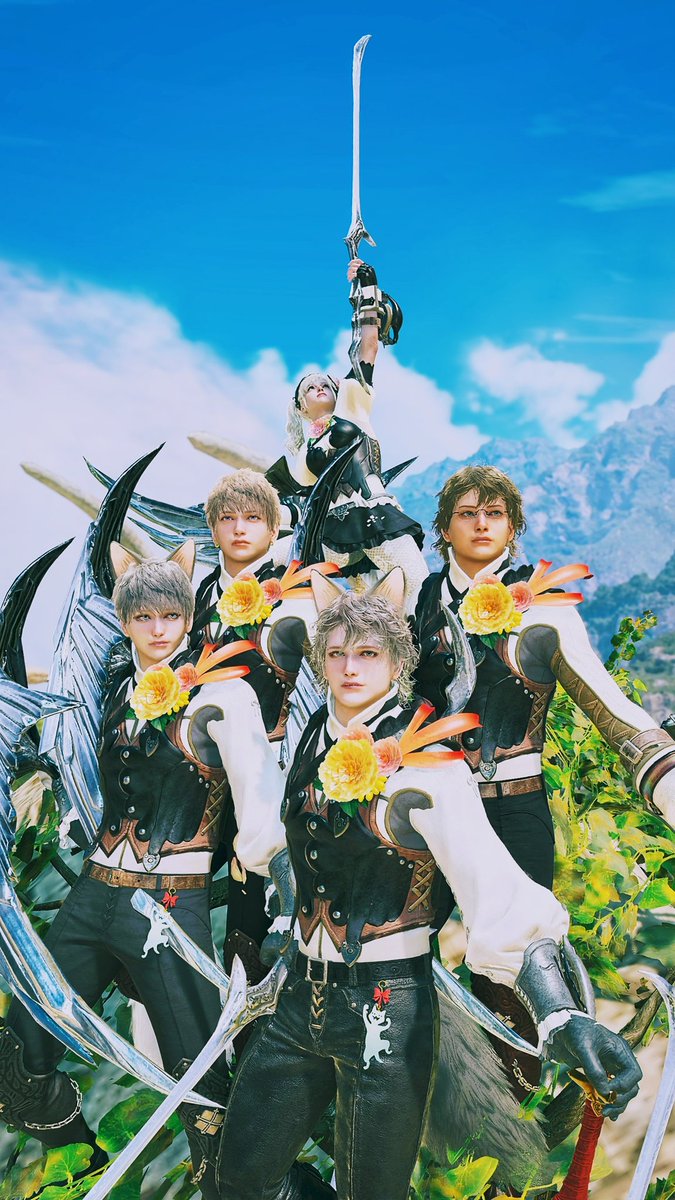 piepieso's tweet image. 昨日の燕の隊
5人揃ったので☆が作れました🥳
位置調整難しいw
ディータくん,ヴァイクさん,はやてさん,ルーシェさんありがとうございました！✨
#燕の隊