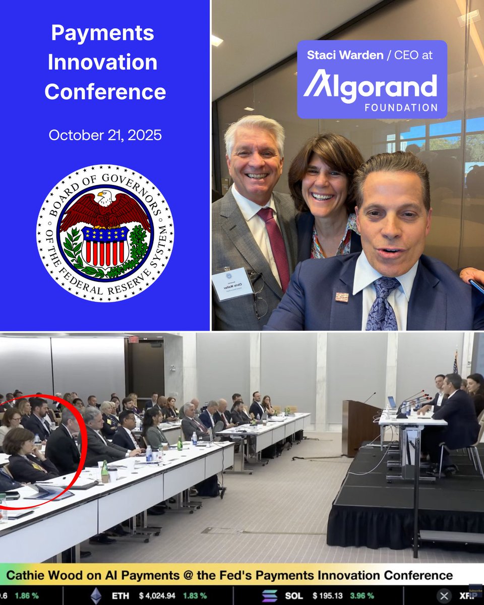 algerstmehn's tweet image. What a day for @StaciW_DC and Algorand! 🤯
Staci Warden, CEO of @AlgoFoundation, attended the first-ever @federalreserve conference on payment innovation, bringing together key players, including $ALGO, to discuss the evolving landscape of money and payments.
Probably nothing!