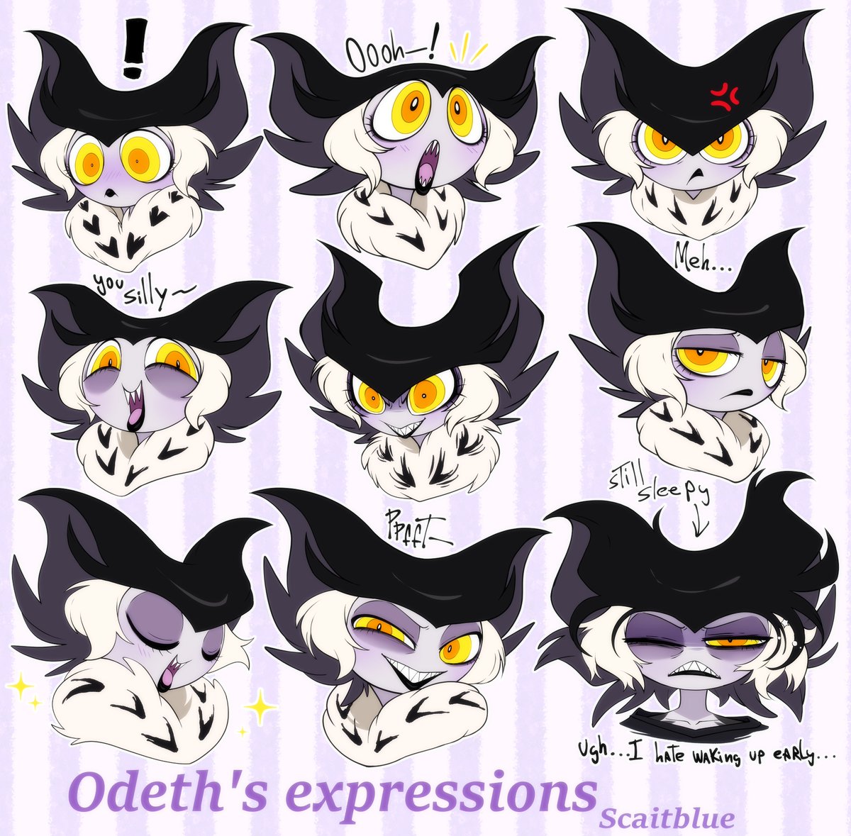 Llua_blue's tweet image. Some Odeth&apos;s expressions 🦉🖤