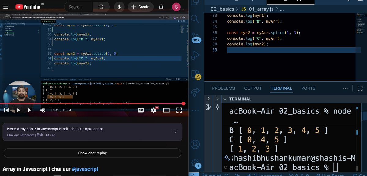 shashi_bk_23's tweet image. 🚀 Day 10 of my 25-Day JavaScript Challenge!
Today I started learning about JavaScript Arrays -
slice,splice,push,pop,shift,unshift
#JavaScript #WebDevelopment #MasterjiApp #HiteshChoudhary #25DaysChallenge #CodingJourney