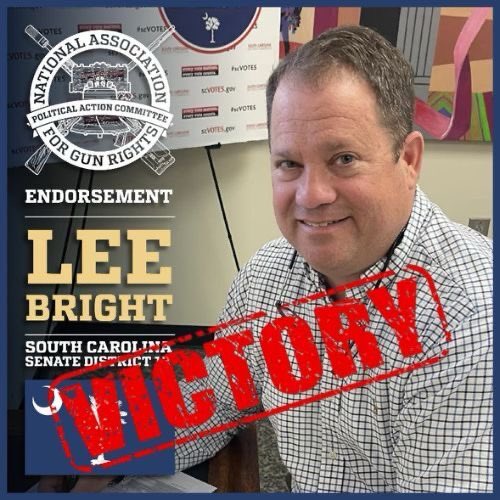 BREAKING: NAGR-PAC endorsed candidate Lee Bright has won the Republican nomination for South Carolina SD-12 in the special election.

With no Democrat having filed, <a href="/leebright/">Lee Bright</a> will soon be rejoining the South Carolina State Senate.

Congratulations!