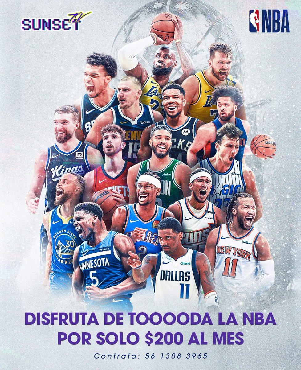Toda la temporada de NBA. Todos los partidos con nosotros en un solo lugar , y no te pierdas el partido del américa 
Hasta en 3 dispositivos simultánaeos incluidos celulares Android y iPhone 
PC , Windows o Mac ,tvs , fire tv , onn tv , Google tv , etc etc compatibles con todo.